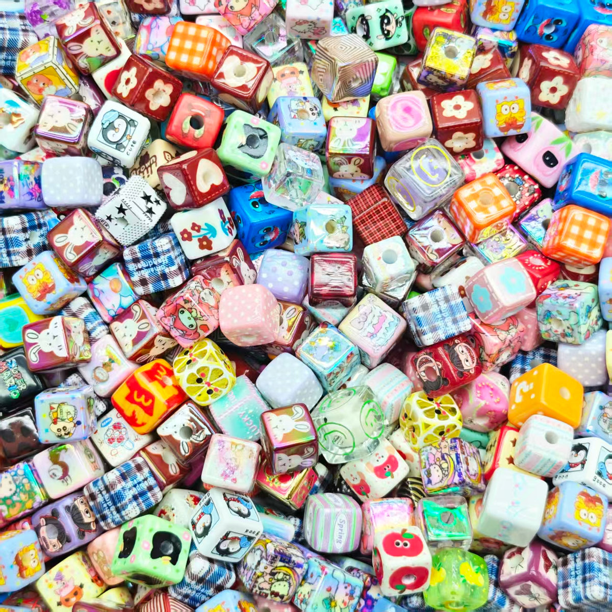 Big sale！ acrylic beads- cube mix (for keychains, phone chains,bracelet, necklace）