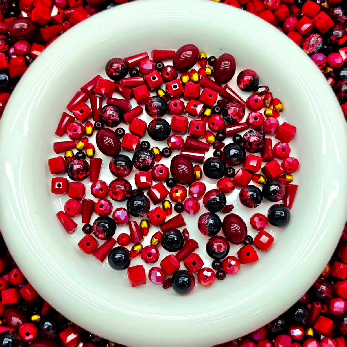 Big sale！ Blingbling glass beads -Red black (for keychains, phone chains,bracelet, necklace）