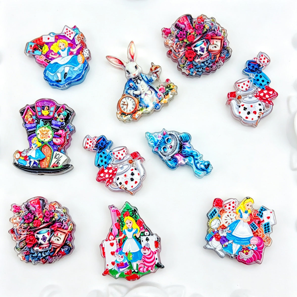Acrylic Flat beads /1 bag(10pcs)(for beaded pen, keychains, phone chains, bracelet, necklace)
