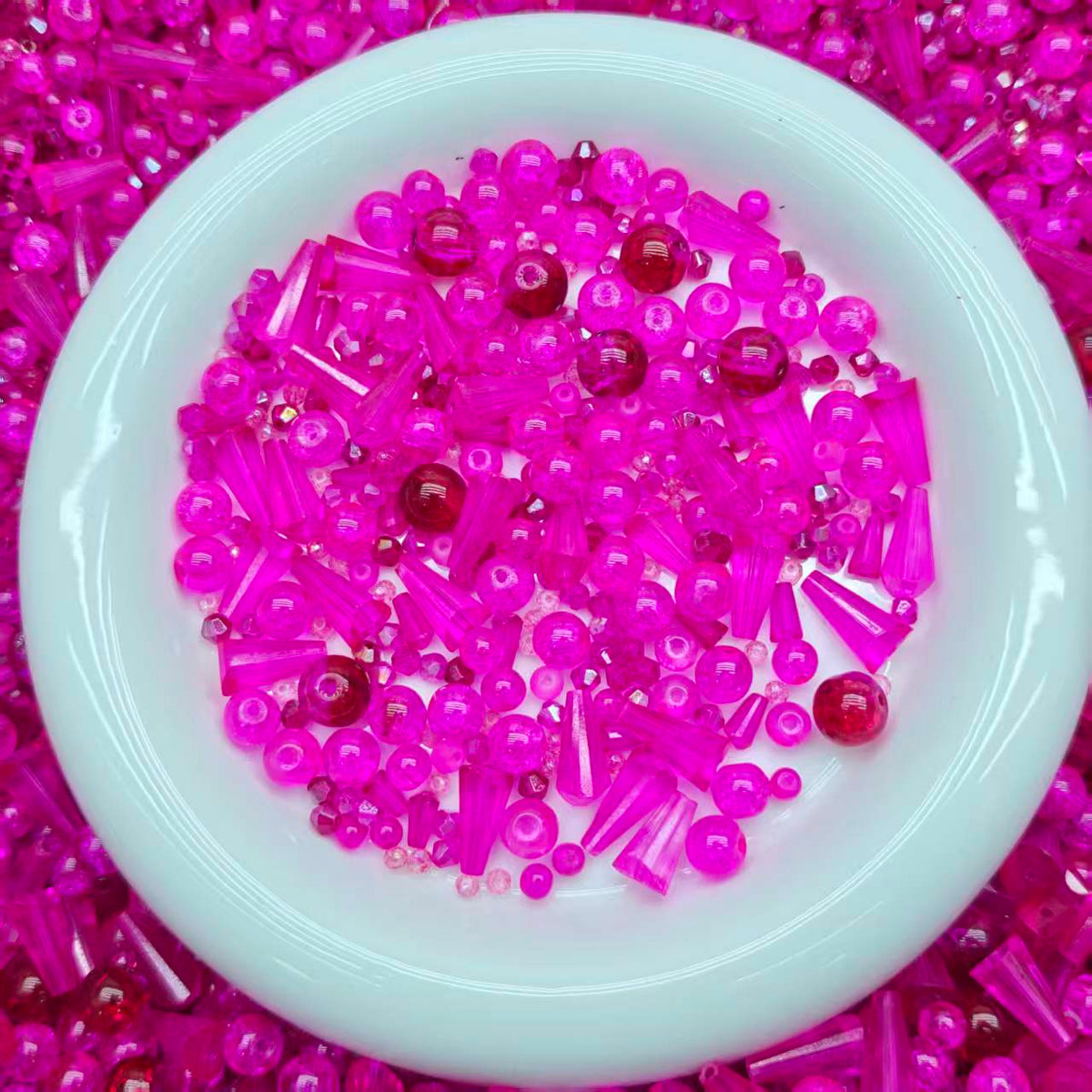 （last  3）Big sale！ Blingbling glass beads -Hot pink (for keychains, phone chains,bracelet, necklace）