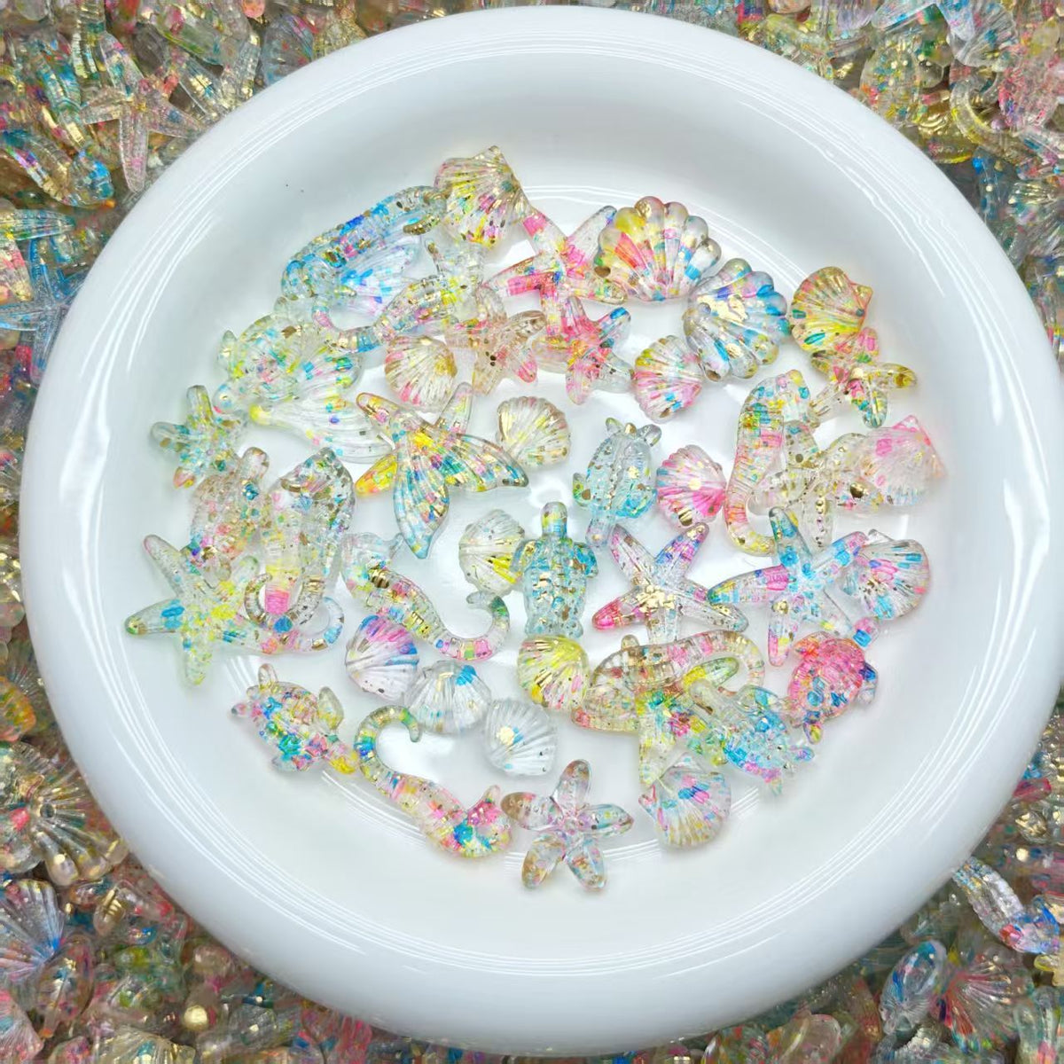 Big sale ! Acrylic charms - Rainbow ocean  (for keychains, phone chains,bracelet, necklace)