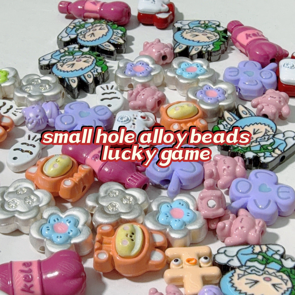 Lucky game -small hole alloy beads (for bracelets, keychains not for pen )