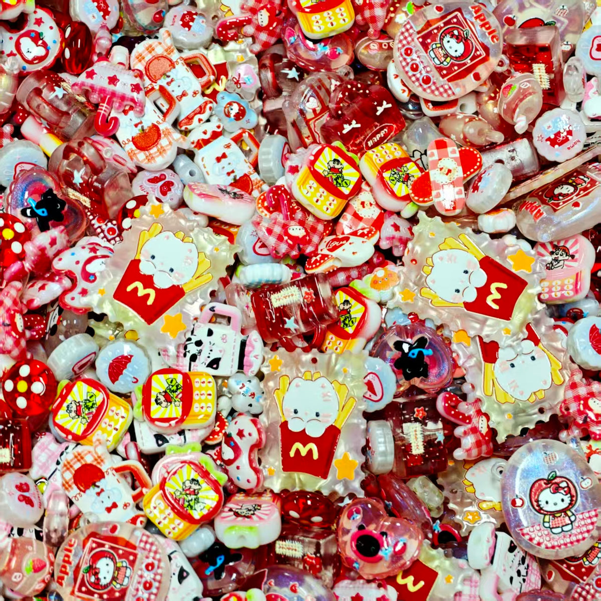Big sale！ Acrylic beads -Red mix (for keychains, phone chains,bracelet, necklace)