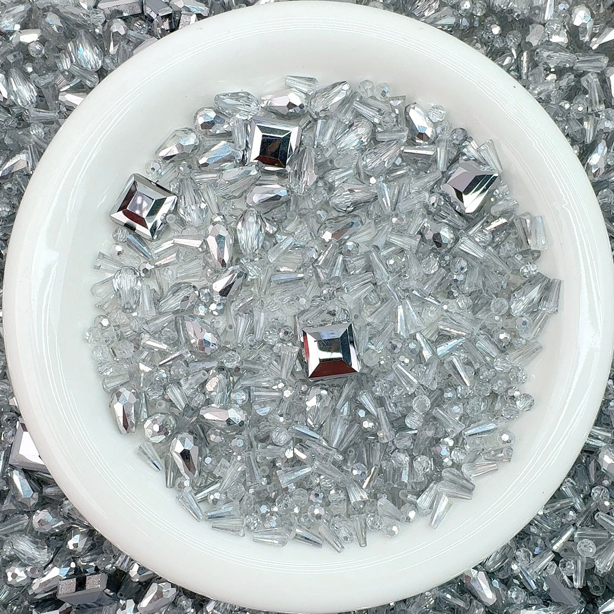 Big sale！ Blingbling glass beads - White silver mix (for keychains, phone chains,bracelet, necklace）