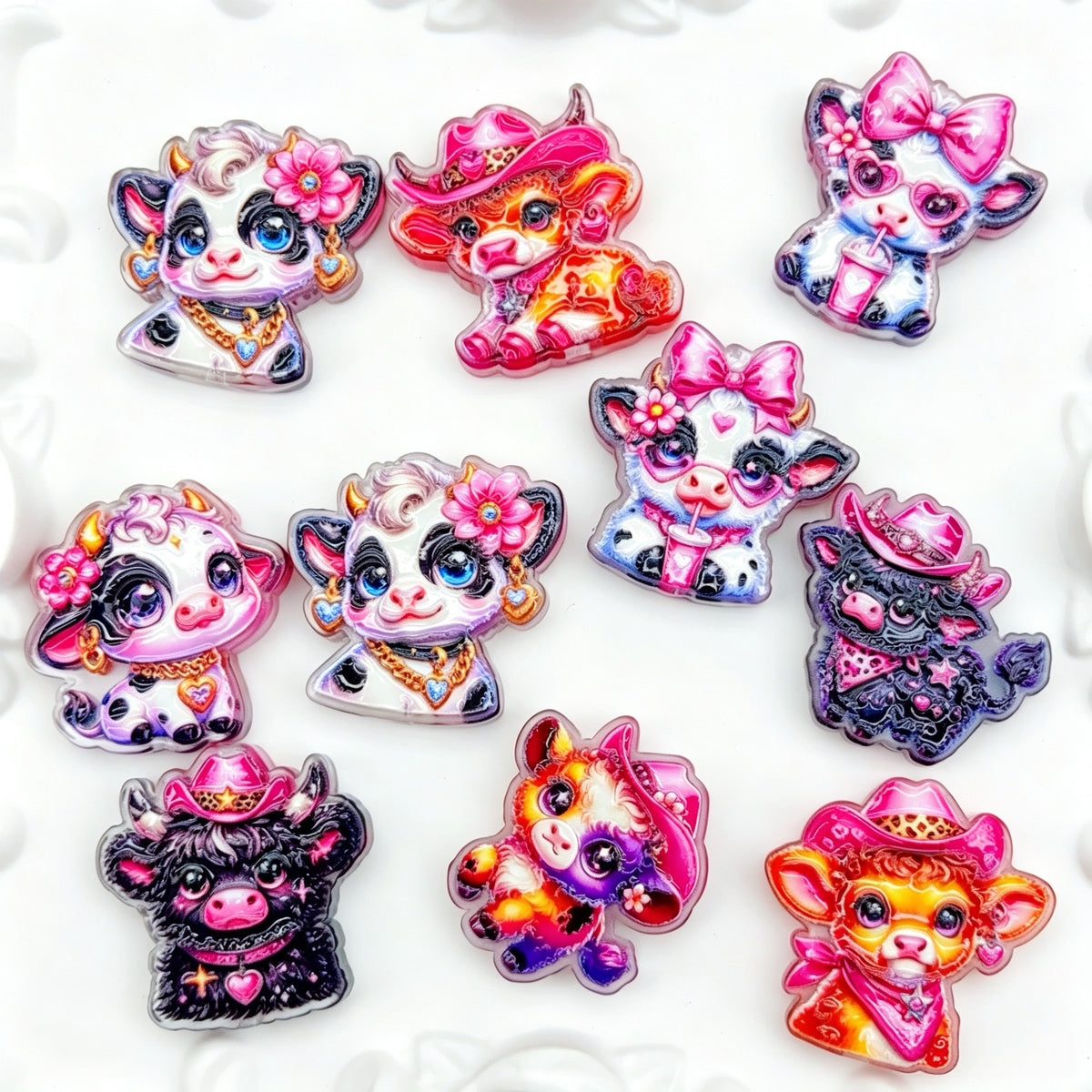 Acrylic Flat beads /1 bag(10pcs)(for beaded pen, keychains, phone chains, bracelet, necklace)