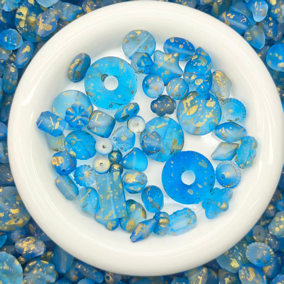 Big sale！ Acrylic beads -Blue gold (for keychains, phone chains,bracelet, necklace)