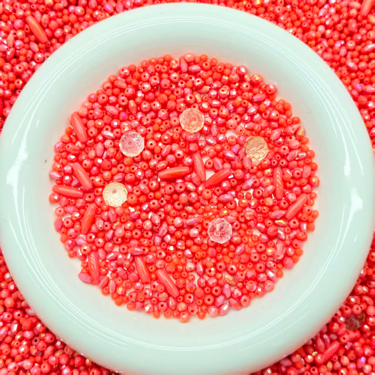 Big sale！ Blingbling glass beads -Grapefruit pink(for keychains, phone chains,bracelet, necklace）